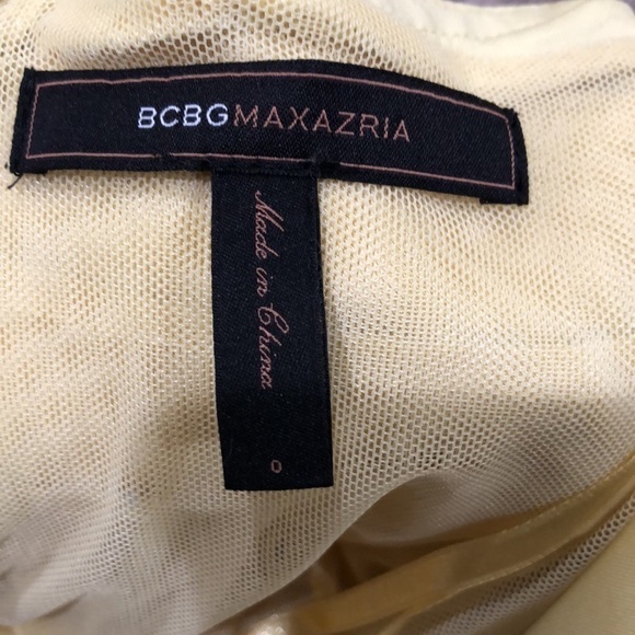 BCBGMAXAZRIA Cocktail Dress Size 0 Pastel Yellow Tiered Halter Neck Mini - Picture 7 of 8